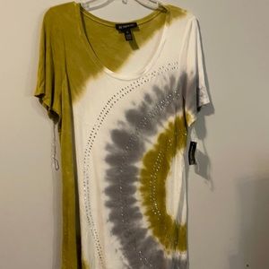 INC Pear T Shirt Embellished New Cap Sleeve plus size 2X
